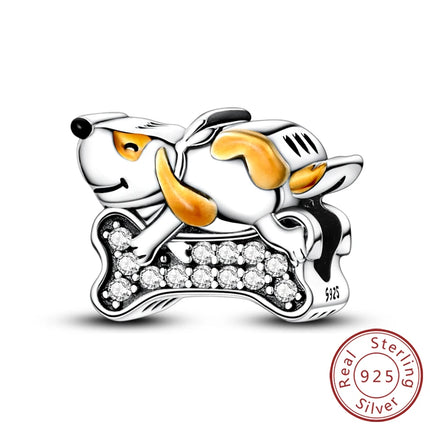 Original 925 Sterling Silver Charm Bead Balloon Poodle Cute Puppy Heart Charm Fit Bracelet Bangle Pendant Women DIY Jewelry Gift