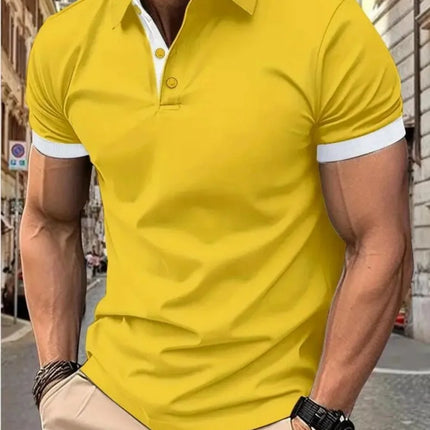 Men's Summer Fashion Simple Stripe Printed Comfortable Breathable Polo Shirt Outdoor Urban Casual Top