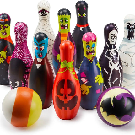 Foam Bowling Set Halloween Gift for Kids Toys Party Supplies Get-Together Party Game Day Events Indoor Outdoor Toy Game with 10 Pins & 2 Balls Fun Sports Games Birthday Parties