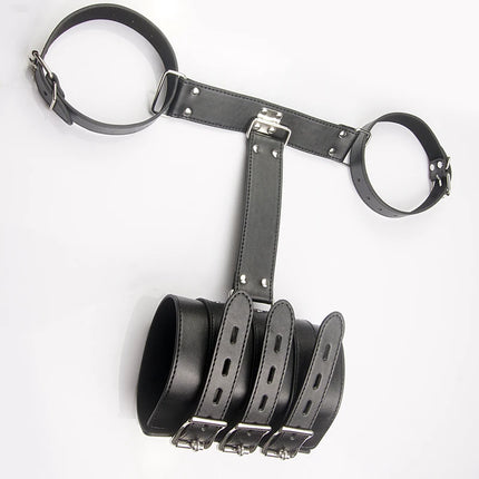 Leather Bondage Handcuffs, BDSM Armbinder Restraint ,Arms Behind Back Straitjacket,Sex Toys For Couples