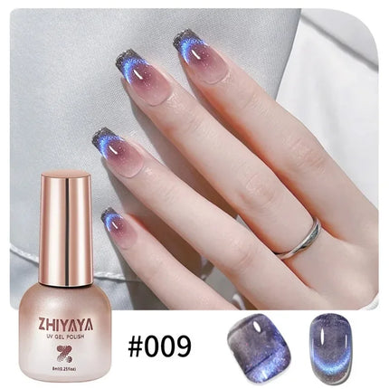 8ml Water Light Cat Eye Gel Nail Polish Nude Color Sparkling Glass Semi Permanent Jelly Moonlight Magnetic Nail Polish
