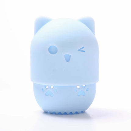 Cute Silicone Makeup Sponge Holder Cat Shaped Sponge Rack Powder Puff Case Cosmetic Blender Sponge Box Makeup Egg Drying Case