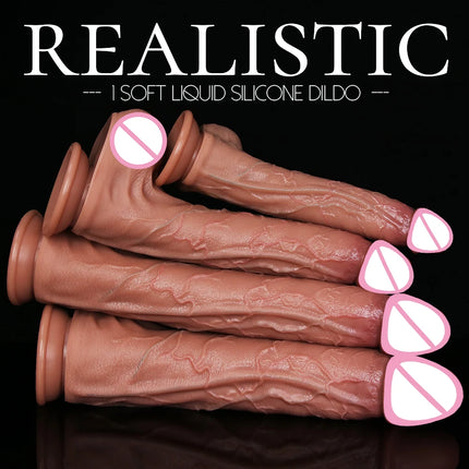 3 Colors Penis Super Realistic Veins Soft Dildo Male Silicone Genitals Vaginal Masturbation Suction Cup Dick Woman Anal Sex Toy