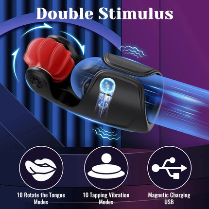 Automatic Masturbator Cup for Men Lasting Delay Ejaculation Rotating Licking Penis Training Vibrator Adult Supplies