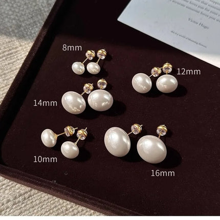French Simple Pearl Silver Needle Earrings for Women Exquisite Imitation Pearl Elegant Stud Earrings Wedding Party Jewelry