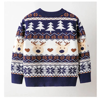 Christmas Sweaters Children Autumn Winter Warm Pullover Baby Cartoon Knitted Sweaters Kids Clothes 2-6 Year Boy Girl Xmas Jumper