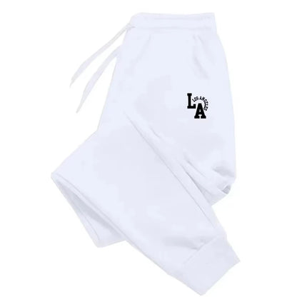 Men's solid color printed LA sports pants multifunctional casual running fitness daily wear sports pants ZYWK001