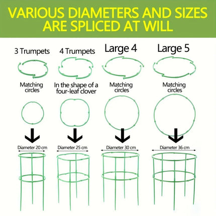 30/60/90pcs Adjustable 5/10/15 Tier Plastic Plant Support Rings - Stackable Green Plaid Design, Lightweight Durable & Easy to