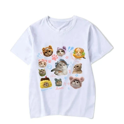 Kittens Avatar Blouse Women's T-shirt Female Y2k Clothes Girls Kawaii Tops House Pet Print Streetwear Cute Cat Graphic Clothing