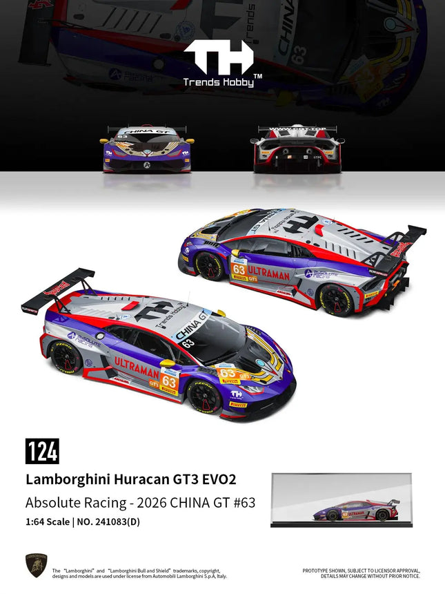 Trends Hobby 1/64 Porsche 911 GT3 R 2025 LeMans 24H LMGT3 Racing Miniature Model Toy Car Free Wheels Diecast Collection Gift