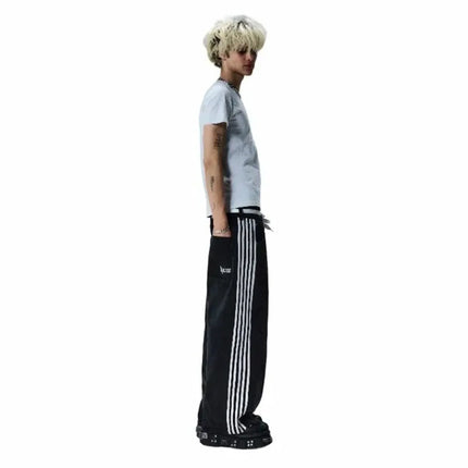 Y2K Striped Baggy Jeans Unisex Wide Leg Denim Pants Hip Hop Streetwear Casual High Quality Embroidered Jeans For Men Women