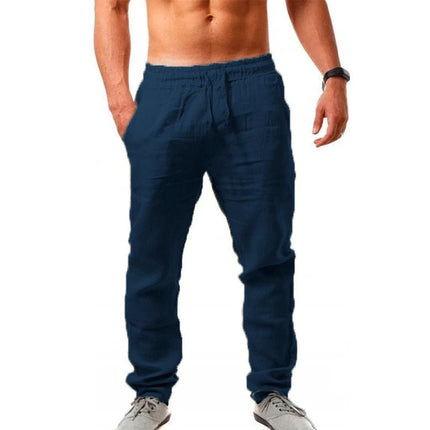 Spring and Summer New Men's Solid Color Cotton and Linen Pants, Street Wear, Fashionable and Casual, Solid Color Loose Pants
