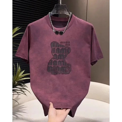 2025 New Trendy Bear Brand Men's Short Sleeve T-shirt Luxury Style Casual Breathable Summer Fashionable Versatile Letter Print