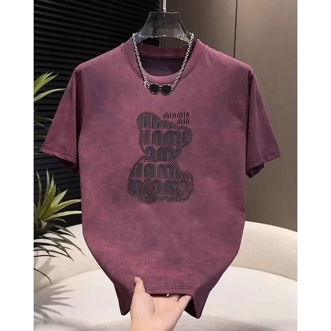 2025 New Trendy Bear Brand Men's Short Sleeve T-shirt Luxury Style Casual Breathable Summer Fashionable Versatile Letter Print