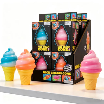 Needoh Nice Cream Cone Reliever Fidget Toy Sensory Stress Anxiety Calm Down ADHD Non-toxic Squeeze Stretch Toy for Kids Adults