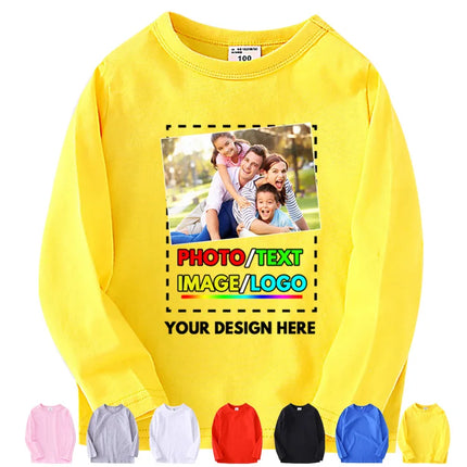 Custom long sleeve Shirt Kids Personalized photo Shirt Children's T-shirt name clothing Girl Boy shirt Toddler logo Design Shirt