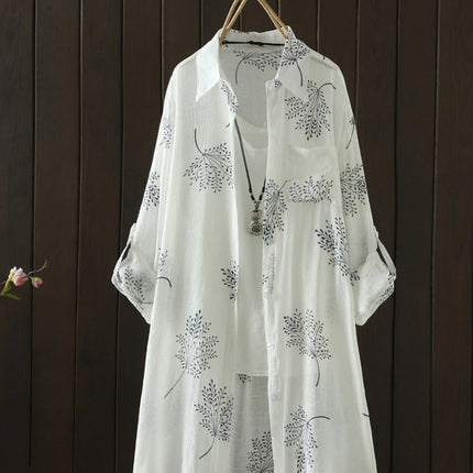 Plus Size Women's Shirt 2025 Summer New Hot Elegant Printing Blouse Female Loose Casual Long Sleeve Cool Top Vintage Streetwear