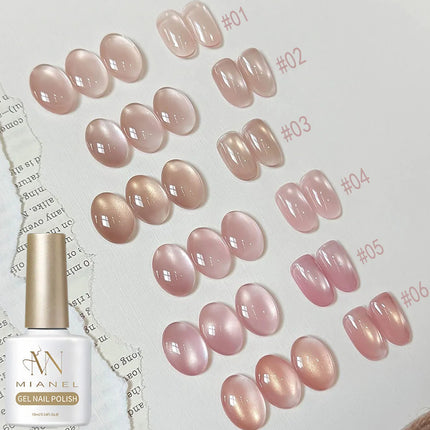 10ML 1-8PCS 2026 New Nude Pink Glass Bead Gel Nail Polish Gold Light Magnet Nude Cat Eye Gel Polish Cute Nails Nail Supplies