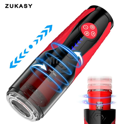 Male Masturbator Sex Toys for Men Male Sex Toy with 7 Thrusting 7 Rotating Pocket Pussy Hands Free Sex Machine LCD Display 18+