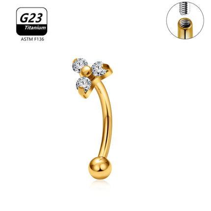 G23 Titanium ASTM-F136 Piercings Eyebrow Internal thread Eyebrow Piercings Body Jewelry For Women zircon Earring