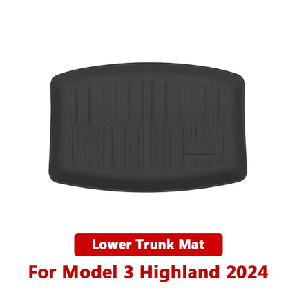 For Tesla Model 3 Highland 2024 Front and Back Trunk Mat TPE Carpet Waterproof Weather-resistant Pads Up and Down Layer Mats