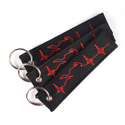 Simplicity Fashion Biker Heartbeat Keychain for Motorcycles Key Chains Embroidery Key Fobs Jewelry Fashionable Chain Wholesale