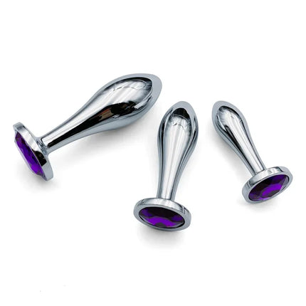 Metal Drop Anal Plug For Women Stainless Steel Three Sizes Jewel Base Butt Plug G-point Massage Adult Sex Toys Male/Famale Gay