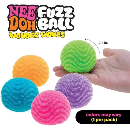 Nee Doh Fuzz Ball Wonder Waves Sensory Squeeze Toy Squishy Toy Textured Stress Relief Fidget Ball for Adults Kids