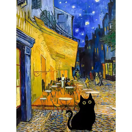 Funny Art Matisse Monet Black Cat Van Gogh Sunflowers Canvas Painting Posters and Prints Wall Pictures for Living Room Decor