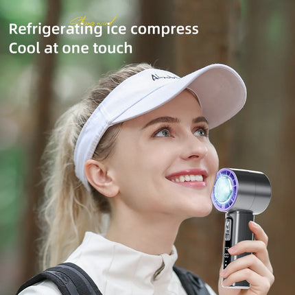 2026 New Semiconductor Refrigeration High-speed Handheld Electric Fan 3000mAh USB Portable Rechargeable Outdoor Small Fan