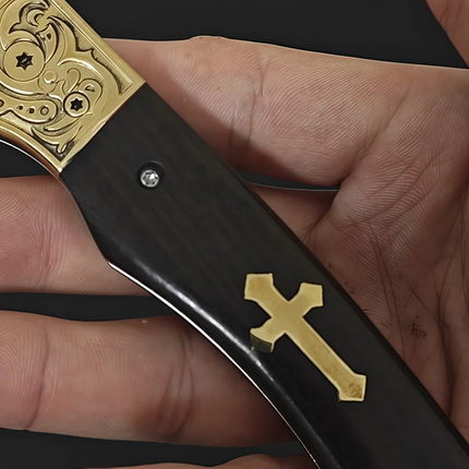 Triple-Layered Clad Steel Folding Knife - Handcrafted Outdoor Utility Blade Damascus Steel  Bushcraft Survival Fruit EDC Pocket