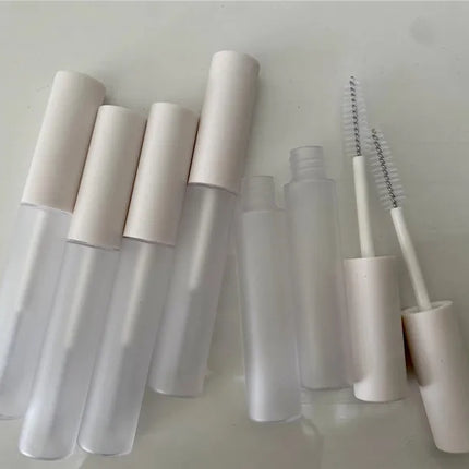 10-100pcs 10ml Frosted Mascara Tube Eyelash Cream Refillable Bottle Cosmetic Packing Containers Makeup with Matte White Cap