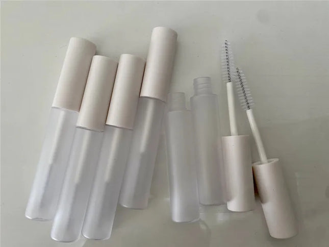 10-100pcs 10ml Frosted Mascara Tube Eyelash Cream Refillable Bottle Cosmetic Packing Containers Makeup with Matte White Cap