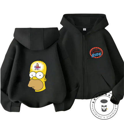 Trendy The Simpsons Cartoon Zip Up Hoodie Autumn Winter Kids Boys Girls Cute Kawaii New Children Hooded Sweatshirt 3 14 Years