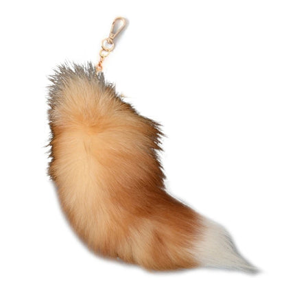Plush-Fox Tail Keychain Furry Racoon Tail Keyring Keychain 28cm Animal Tail Key-Pendant Pompoms Keyring Holder Bag-Decor