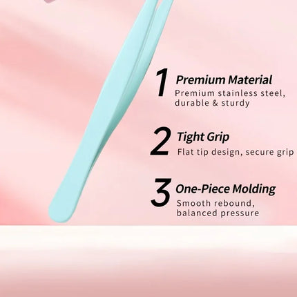 High-Precision Eyelash Tweezers for Under Eye and Chin, Flat-Mouth and Slender Design, Ergonomic Grafting Tool