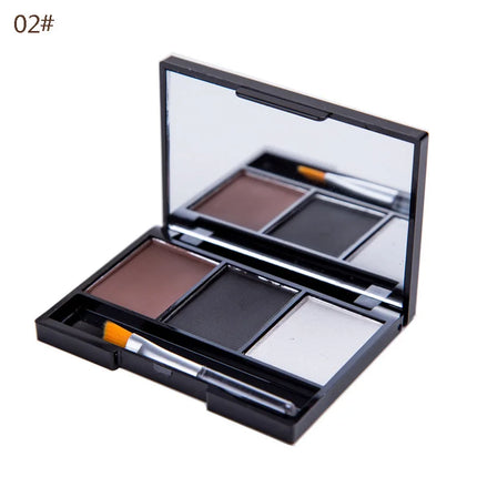 3 Color Eyebrow Powder Palette Cosmetic 3D Eye Brow Enhancer Professional Waterproof Makeup Eye Shadow With Brush Mirror Box