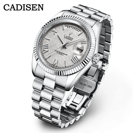 NEW 2025 CADISEN Men's Mechanical Watches Luxury Meteorite Dial Automatic Watch For Men Week 100M Japan MIYOTA 8285 Clock Man