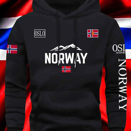 Norwegian Print Best-selling New Men Women Hooded Sweatshirt Autumn Winter Daily Outdoor Vacation Fitness Casual Warm Sportswear