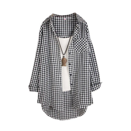 women's mid-length spring and autumn thin jacket loose casual lazy style fashionable top large size long-sleeved shirt