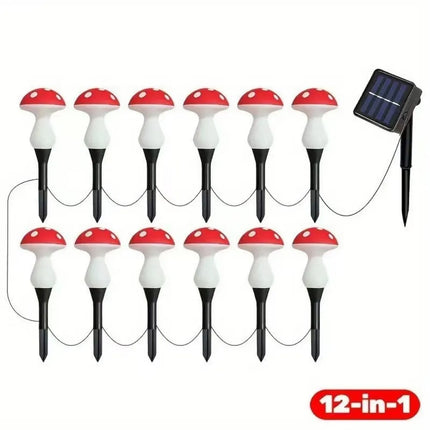 1PC 8/12LED solar mushroom ground plug light,with eight lighting modes,used for gardens,lawns,courtyards,and outdoor decoration