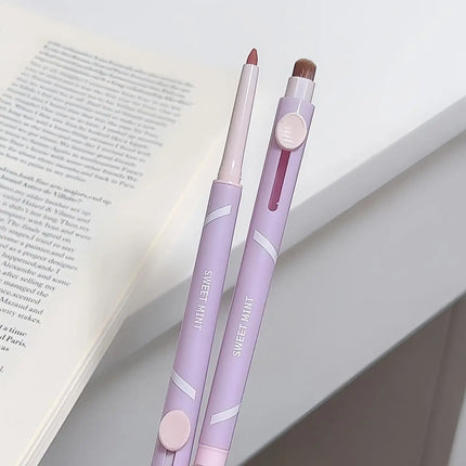 New Lip Liner Pen Matte Lipstick Pen Silver Long Lasting Lip Contouring Non Stick Lipliner Pencil Korean Makeup with Brush