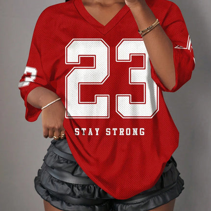  Casual Minimalist Letter NO.23 Graphic T-Shirt For Women Summer Sports Jersey Suitable For Basketball Games Y2k Ladies Clothes