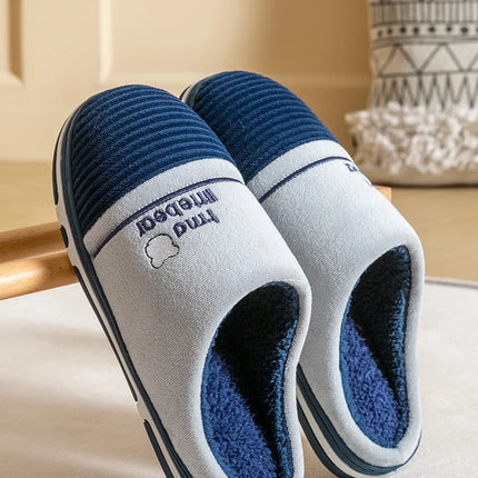 New autumn and winter fur slippers for women, thick soled and plush warm indoor home, non slip cotton slippers