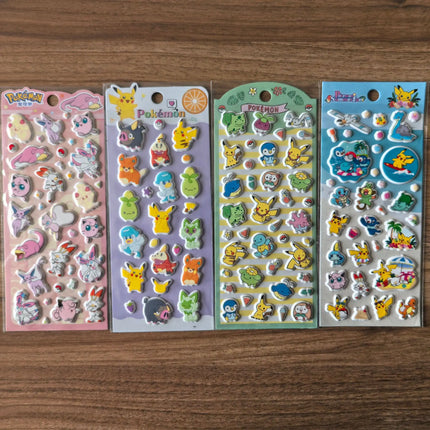 new 4pcs Pokemon 3D Bubble Stickers Set Cute Reward Puffy Decal Stationery Supplies Decoration Decal for Kids Creative DIY Gift