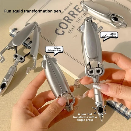 Fun Squid Pen Press Type Ballpoint Pen with Deformation Tech Viral Stationery for Office School Use Gift