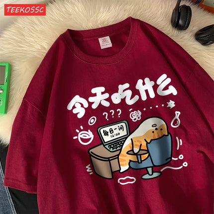 Funny Comic Cat Cotton Women's T-Shirts Cartoons Prints T-Shirts Soft O-Neck Oversize Short Sleeve Tops Summer Women's Clothes