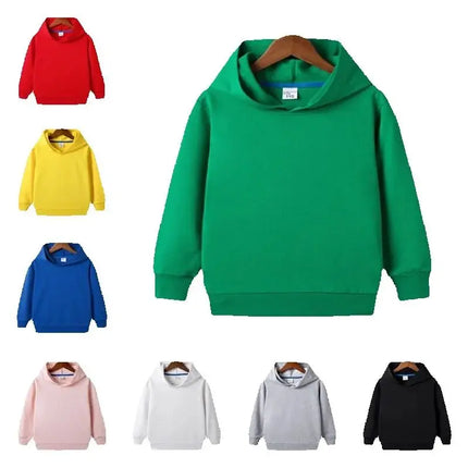 Pure Cotton Children Blank Tops Printed Custom Hoodies Boys Girls Sweatshirts 2024 Spring Fall New Solid Color Hooded Sweatshirt