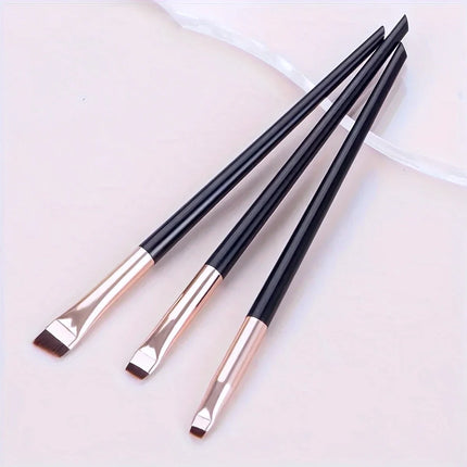 3Pcs Angled Eyeliner Brush Set - Micro-Fine Tip for Brows & Cut Crease, Vegan Professional Makeup Brushes (Studio Quality)