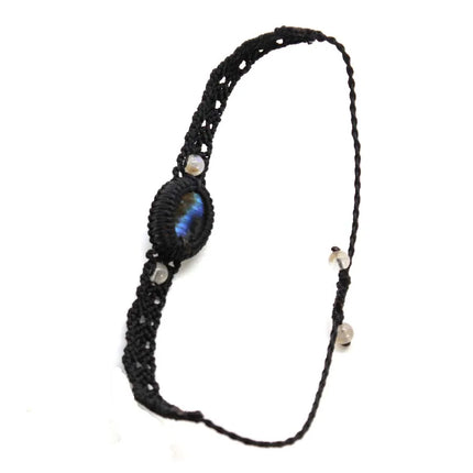 Handmade Braided Macrame Labradorite Crystal Stone Bracelets For Women Girl Natural Spectrolie Weave Adjustable Bracelet Jewelry